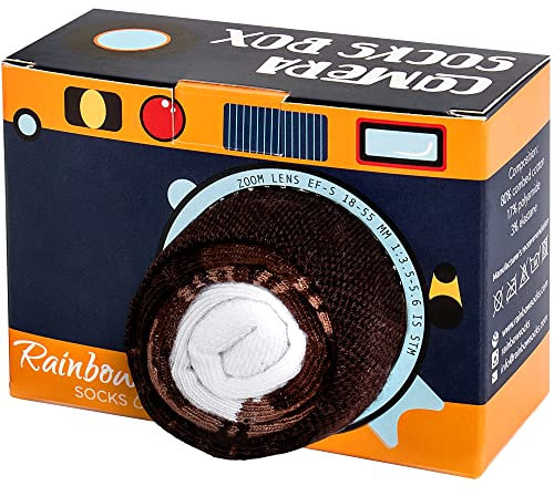 Rainbow Socks - Damen Herren Lustige Socken in der Kamera für sie und für ihn 2 Paare - Größen 41-46