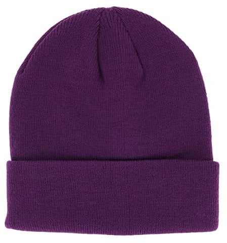 SHIPITNOW Violett Herren oder Damen Wintermütze Einfarbig - Basic Strickmütze ohne Bommel - 100% Acryl Beanie- Einfaches und klassisches Mützen ohne Marke - Einheitsgröße