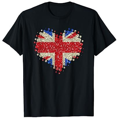 Union Jack - British Flag - Union Flag Heart - Queen T-Shirt