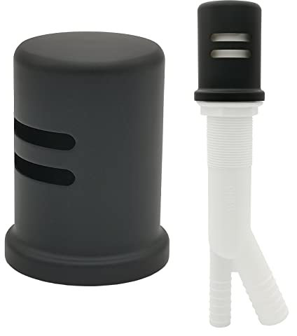 Air Gap Kit,Skirted,Air Gap Kit with Matching Escutcheon for Dishwasher, Solid Brass Air Gap Cap with Collar(Air Gap Kit, Matte Black)