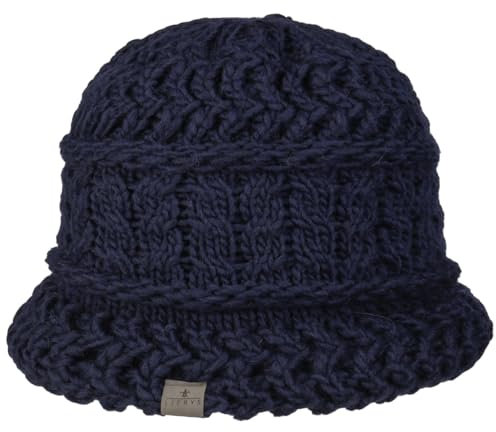 LIERYS Classico Strickhut Damen Glockenhut mit Schurwolle Made in Germany Herbst Winter dunkelblau One Size