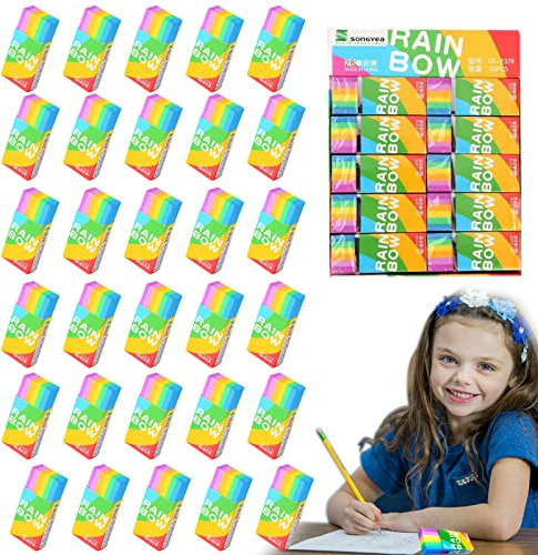 30 Stück 2B Radiergummi, Regenbogen Weich Radierer, Langlebiger Radiergummi Aus Kunststoff, Großer Radiergummi Kinder, Radiergummi Set für Schule, Büro, Skizzenraum, Kunstmalerei