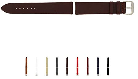SELVA Uhrenarmband, 14-24 mm, Leder, zum Wechseln, Ersatzarmband für Smartwatch, Made in Germany, Größe:20 mm, Farbe:Mokka mit silberner Schließe