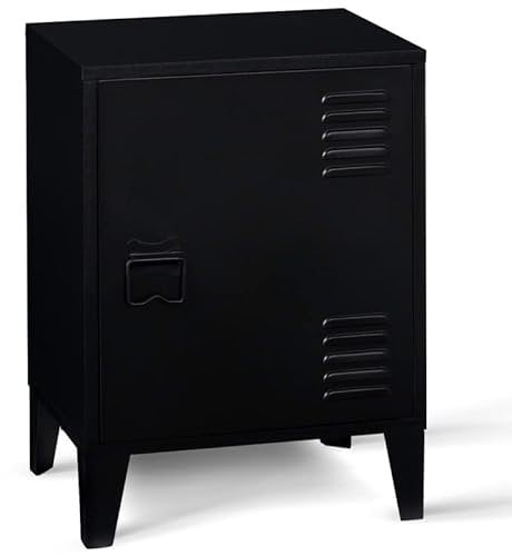 IDMarket - Table de Chevet Ester 1 Porte métal Noir Design Industriel