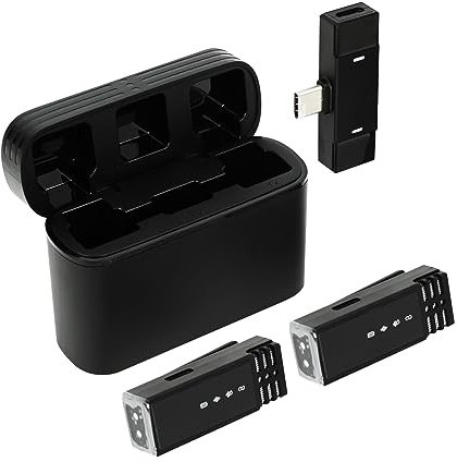 GDWD Lavalier Mikrofon, Wireless Mini Mikrofon mit Ladehülle, Plug & Play Kabellos Ansteckmikrofon, Mikrofon Handy für You-Tube Tik-Tok Face-Book Live-Stream Videos Vlog Interview für Typ-C-Android