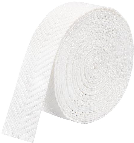 BENECREAT 5 Yard Baumwollgewebe Weiß Gestreift Polycotton-Gurtband, Jacquard- Gestreift Gemustert Flaches Gurtband Für Tragetaschengriffe