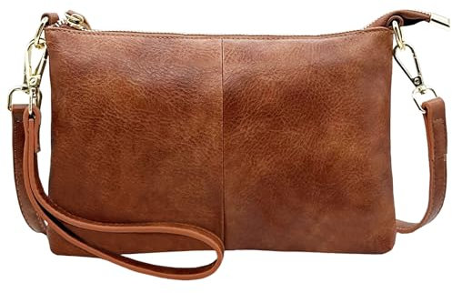 Beurlike Leder Wristlet Brieftasche Clutch Geldbörsen Für Frauen Kleine Crossbody Telefon Taschen, Veganes Leder, Braun, Tasche