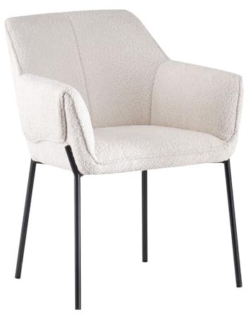 B&D home Esszimmerstuhl Jenny | Polsterstuhl mit Armlehnen | Loungesessel & Stuhl für Esszimmer, Wohnzimmer & Büro | Industrial Design mit Stoffbezug | Bequem & modern in Creme