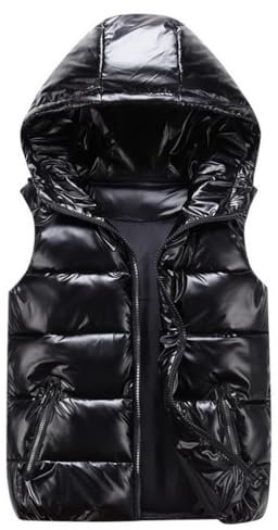 ACMEDE Piumino smanicato trapuntato bambini bambina con cappuccio, senza maniche, uomo gilet invernale effetto lucido giubbotto da donna giacca casual gilet cappotto con cappuccio