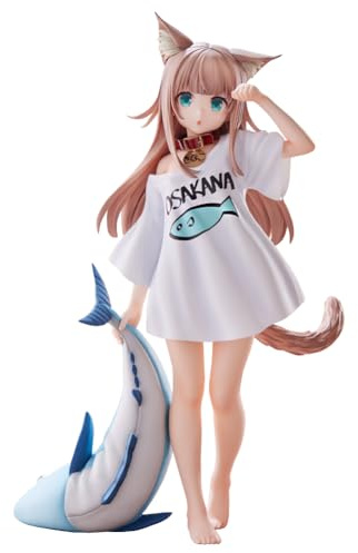 Kinako Anime Figur 21cm Fang Fisch stehende Katzenohren Cartoon Charakter Sammelmodell PVC Figuren Schreibtischdekoration