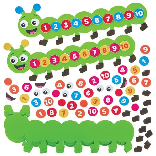 Baker Ross FN108 Zählende Raupen-Bausätze – 5er-Pack, MINT, Naturwissenschaften, Mathematik und Lernhilfen für Kinder und Schulen