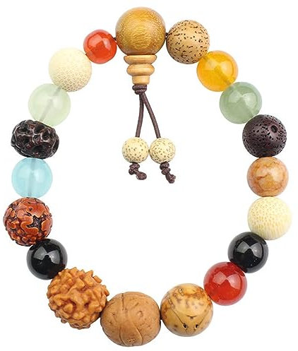 Maxtonser 18 Arten Perlen Elastisches Seil Unisex Armbänder Verstellbar Natürliche Bodhi Samen Gebet Zen Yoga Armbänder Schmuck Geschenk
