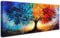 Mit Rahmen Leinwand Bilder Blau Gelb Rot Baum des Lebens Bild auf Leinwand Malerei Poster Kunstdrucke Abstrakte Bunter Baum Floral Bild Wandbilder Heim Wohnzimmer Schlafzimmer Wanddeko 50x120cm