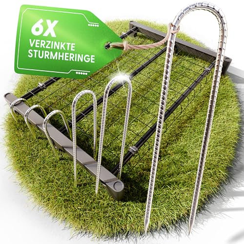 GADELLO® Erdanker 30cm in U-Form | 6X galvanisierte (rostfreie) Erdspieße Metall mit Gewindeoberfläche (Ø 8 mm) | 4cm breite Erdnägel für festen Halt im Boden | Perfekt zum Foliengewächshaus