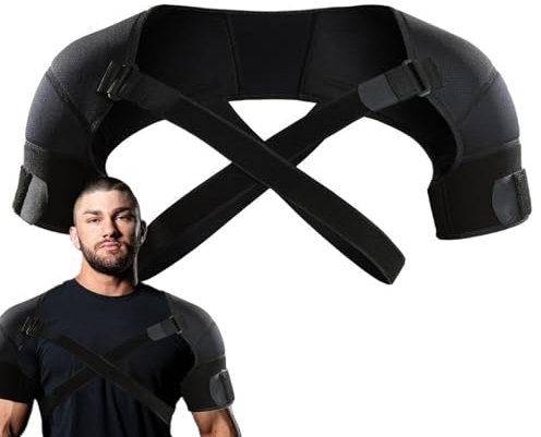 scyca Orthèse stabilisatrice d'épaule - Stabilité des épaules - Bandage de compression réglable - Équipement de protection de sport - Manchon de compression respirant avec sangle d'épaule enroulée