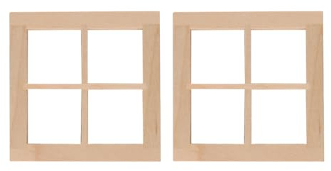 Laroal Confezione da 2 modelli di finestre in legno per mobili in miniatura per finestre, per la decorazione di case delle bambole e progetti fai da te
