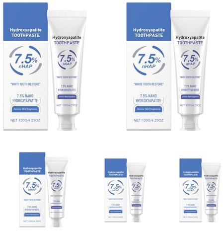 Hydroxylapatit Zahnpasta, Hydroxyapatite Toothpaste, Zahnpasta Ohne Fluorid, Zahnaufhellung Zahnpasta, Zähne Aufhellen, Zahnbleaching, Whitening Toothpaste, Zahncreme mit Minzgeschmack, 120g (5Stück)