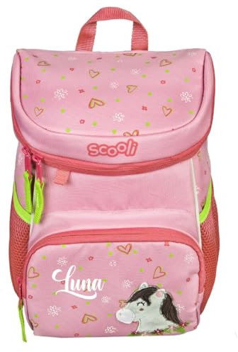 minimutz Kindergartenrucksack Mini-Me Pferd - Personalisiert mit Name - Rucksack Mädchen 3-6 Jahre - Gepolsterte Schultergurte mit Brustgurt (Polly Pony)