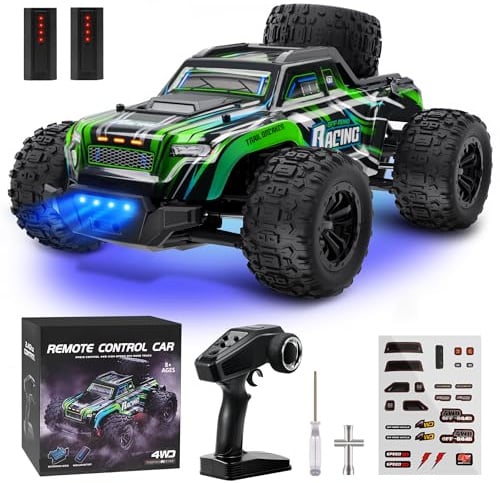 JOYTREKY Ferngesteuertes Auto – 1:16 Rc Auto 40 Km/H 4WD All Terrain 2,4G-Rc-Truck Mit RGB-Atemlichtern Off-Road Rc Crawler Mit 2 Wiederaufladbaren Batterien FüR Erwachsene Und Jungen – GrüN