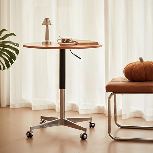 Runder Bartisch mit Rollen, höhenverstellbar für Zuhause, Küche, Esszimmer, Beistelltisch