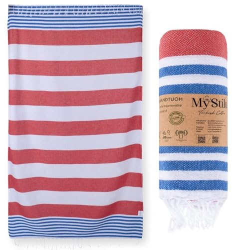 MyStilo® XXL Saunahandtuch Hamamtuch - Großes, Weiches Badetuch 100x180cm, Schnelltrocknend - Premium Strandtuch, Beach Towel, Handtuch für Männer, Frauen, Yoga und Fitness (Rot)