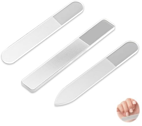 3 Piezas Lima de Uñas de Vidrio, Limas de Uñas de Cristal Con Estuche Cristal para Uñas para Profesionales Varillas de Lijado Herramientas para Doméstico Salón Uñas Naturales y Acrílicas