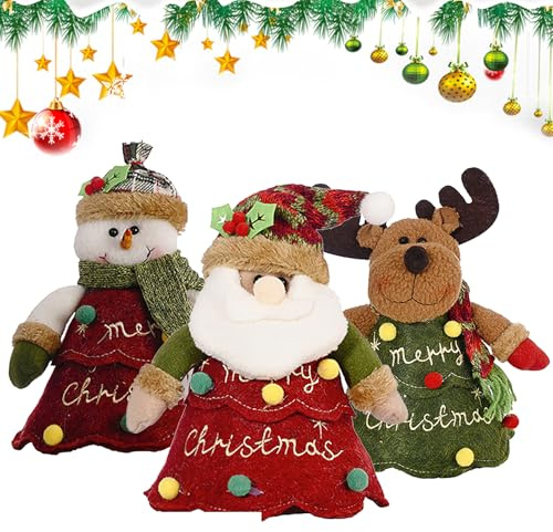 3Pcs Christmas Gifts Bags Zipper Design, 2026 Reusable Christmas Zipper Gift Bags,3D Doll Decoration Gifts Bag,Cartoon Doll Bag, For Packaging Of Apples, Candies, Small Toys And Gifts (3pcs)