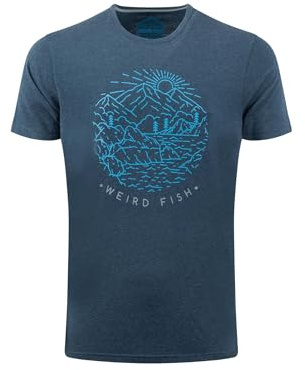 Weird Fish Lakes and Peaks Front Print Graphic T-Shirt Navy Size XL