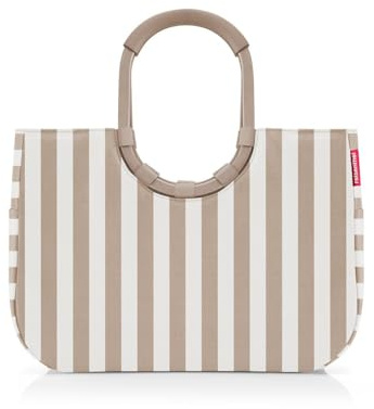 reisenthel loopshopper L summerstripes coffee – Stabile Tasche mit praktischen Fächern aus recycelten PET-Flaschen – Charmantes und wasserabweisendes Design