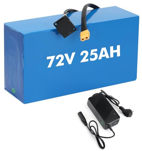 72V 25AH E-Bike Battery with 3A Charger, Electric Bike Motorcycle High Capacity Lithium Ion Battery Pack for 50-3300W Motor, with 50A BMS Protection Board for Go-kart, Scooter, E Bike