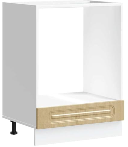 Roanoer Armario de cocina Kalmar para horno y microondas, 60 x 46 x 81,5 cm, madera de roble Sonoma, armario de cocina con patas ajustables para horno empotrado