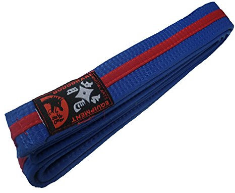 Karategürtel blau, roter Mittelstreifen Judogürtel Taekwondogürtel (240)