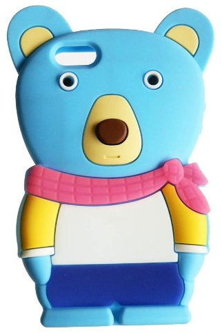 SKS Distribution® Iphone 4 / 4S Blue Well Dressed Teddy BEAR Cute Animal Mobile Phone Silicone Case Cover