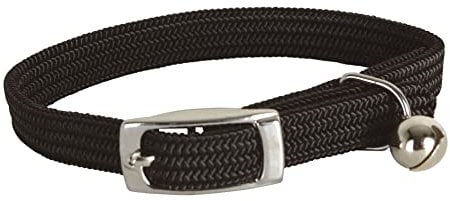 DOOGY FASHION - Collier nylon simple chromé chat noir