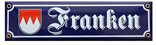 Franken mit Wappen Emaille Schild 8 x 30 cm Emailschild blau.