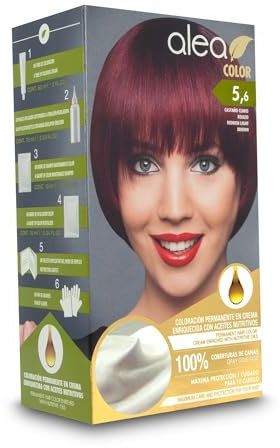 ALEA - Tinte Pelo Mujer - Alea Color - Nº 5.6 K - Color Castaño Claro Rojizo - Coloración Permanente en Crema - con Aceite de Argán y Macadamia - Cobertura de Canas - Máxima Protección y Cuidado