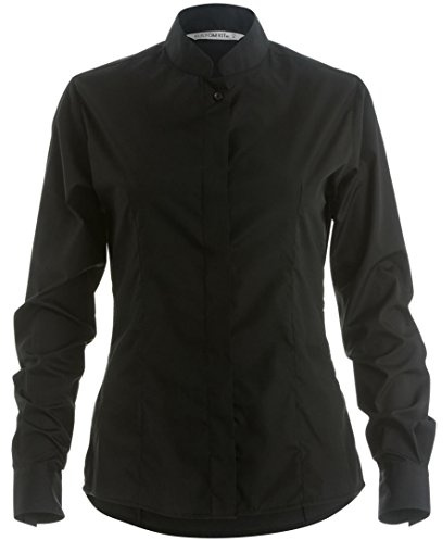 Kustom Kit Womens Mandarin Collar Long Sleeve Shirt Black Size 12