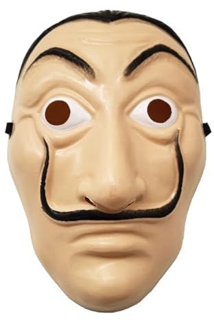 Offizielle Maske Haus des Geldes® | Dali Maske | Salvador Dali Maske | Kostüm | Halloween | Karneval | Einbrecher Kostüm Mottoparty | Dieb | Einbrecher | OriginalCup®