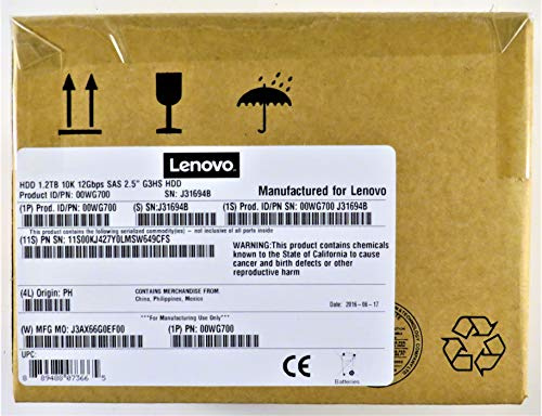 Lenovo 1.2TB 2.5in 12Gbps 10K SAS **New Retail**, 00WG701