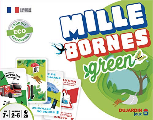 Dujardin – Mille Bornes Green – Jeu de société – Jeu de Cartes – Atteignez Les 1000 bornes en Premier – A Jouer en Famille ou Entre Amis – 2 Joueurs à 8 Joueurs – Dès 7 Ans