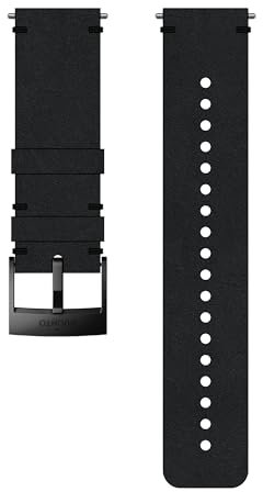 Suunto Ersatz-Uhrenarmband, für alle Suunto Spartan Sport WRH und Suunto 9 Uhren, Leder, Länge: 22,7 cm, Stegbreite: 24 mm, Schwarz/Schwarz, Inkl. Stifte zur Montage, SS050231000