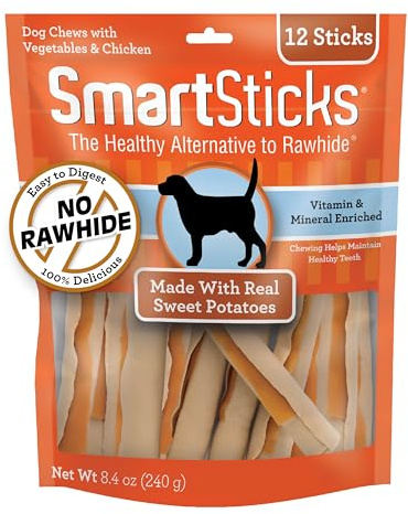 SmartBones SmartSticks With Real Sweet Potato, Rawhide-Free Chews For Dogs, 12 Count