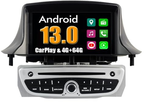 RoverOne Android System Auto DVD Player für Renault Megane III 3 Fluence 2009 2010 2011 mit Multimedia Stereo GPS Navigation Radio Bluetooth USB MirrorLink