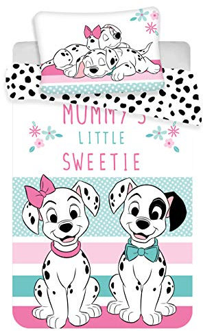 Disney Baby-Bettbezug 101 Dalmatiner, 100% Baumwolle, Bettwäsche 100 x 135 cm, Kissenbezug 40 x 60 cm