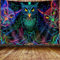 JAWO Psychedelische Eule Tapisserie, Trippy Forest Line Art Tapisserie Wandbehang für Schlafzimmer, Mond Tier Vogel Schwarzlicht Tapisserie Home Decor230x180cm (228,6 cm B x 177,8 cm H)