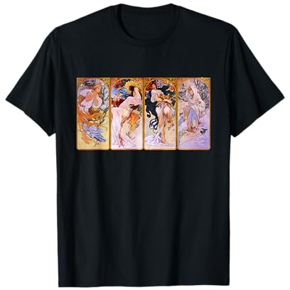 Vier Jahreszeiten von Mucha Jugendstil T-Shirt
