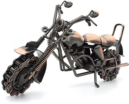 QIRLOEU Motorrad-Geschenke für Männer, einzigartige Geburtstagsgeschenke für Motorradfahrer; Schrottmetall-Motorradkunst für Zuhause, Büro, Schreibtischdekoration, Männerhöhle Dekor, groß