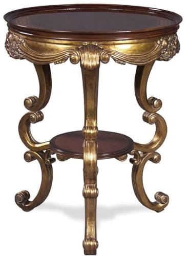 Casa Padrino Luxus Barock Beistelltisch Dunkelbraun/Gold Ø 58 x H. 70 cm - Runder Mahagoni Tisch im Barockstil - Barock Wohnzimmer Möbel