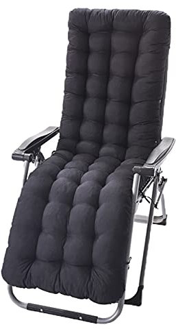 AMOOM Sonnenliegen-Kissen, 155 x 48 x 8 cm, kissen f眉r Gartenliegen, dicke Stuhlauflage f眉r drau脽en, Garten, Terrasse, Strand, hohe R眉ckenlehne (ohne St眉hle) (schwarz)