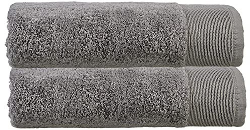 Olivia Rocco Lot de 2 Serviettes Salle de Bain en Bambou Super Douces et Très Absorbantes, Séchage Rapide, pour Maison, Hôtel, Gris